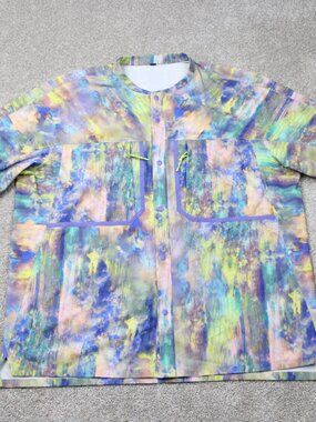 Lululemon Shirt Mens 2XL Blue/Yellow Water-Repellent Hiking Altered Nature S/S